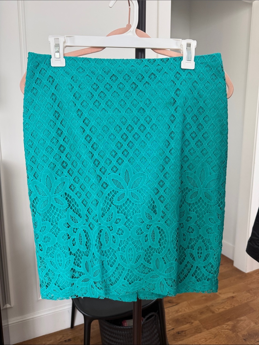 LOFT Teal Lace Pencil Skirt